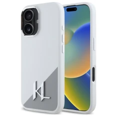 Чохол Karl Lagerfeld Silicone Shadow Metal Initial для iPhone 16 White with MagSafe (KLHMP16SSCMKMPCH)