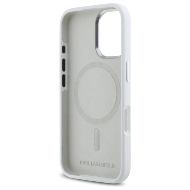 Чохол Karl Lagerfeld Silicone Shadow Metal Initial для iPhone 16 White with MagSafe (KLHMP16SSCMKMPCH)