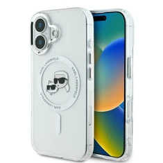 Чохол Karl Lagerfeld IML Metal Karl&Choupette Head для iPhone 16 Plus White with MagSafe (KLHMP16MHLSKCH)