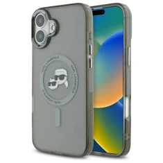 Чохол Karl Lagerfeld IML Metal Karl&Choupette Head для iPhone 16 Black with MagSafe (KLHMP16SHLSKCK)