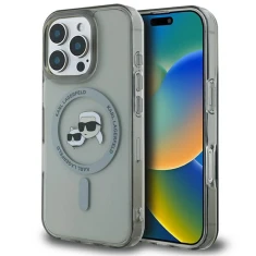 Чехол Karl Lagerfeld IML Metal Karl&Choupette Head для iPhone 16 Pro Max Black with MagSafe (KLHMP16XHLSKCK)