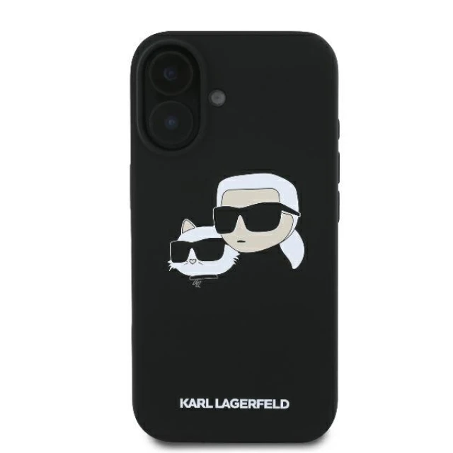 Чохол Karl Lagerfeld Silicone Double Heads Print для iPhone 16 Black with MagSafe (KLHMP16SSKCHPPLK)