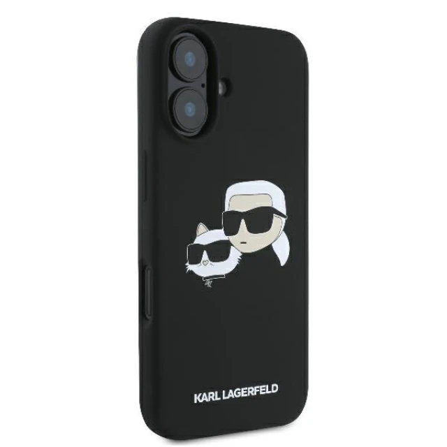 Чохол Karl Lagerfeld Silicone Double Heads Print для iPhone 16 Black with MagSafe (KLHMP16SSKCHPPLK)