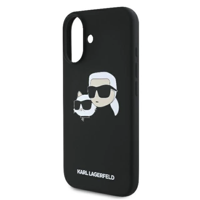 Чохол Karl Lagerfeld Silicone Double Heads Print для iPhone 16 Black with MagSafe (KLHMP16SSKCHPPLK)