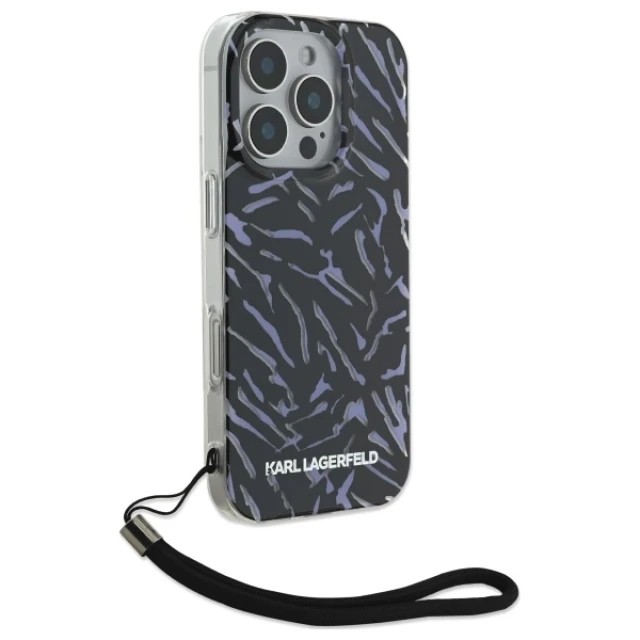 Чохол Karl Lagerfeld IML Zebra Pattern & Cord для iPhone 16 Pro Purple (KLHCP16LHZBPKCCU)