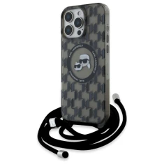 Чехол Karl Lagerfeld IML Crossbody Monogram Karl & Choupette Head для iPhone 16 Pro Max Black with MagSafe (KLHMP16XHCKCKLCK)