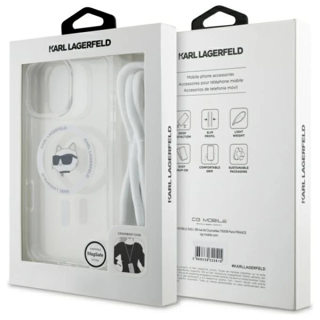 Чохол Karl Lagerfeld IML Choupette Head & Cord для iPhone 16 Pro Transparent with MagSafe (KLHMP16LHCCHNT)