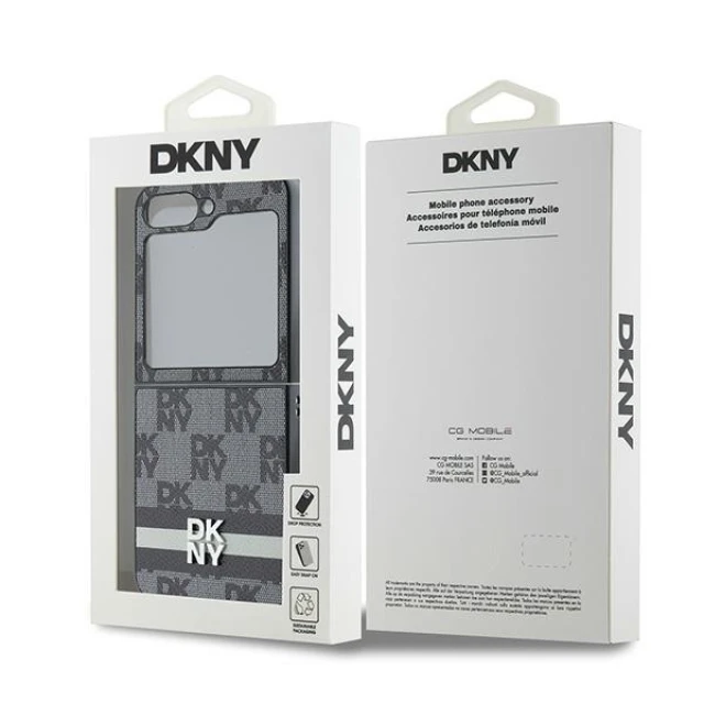 Чохол DKNY Chequered Pattern Printed Stripes для Samsung Galaxy Z Flip6 | Z Flip7 FE Black (DKHCZF6PCPTSSK)