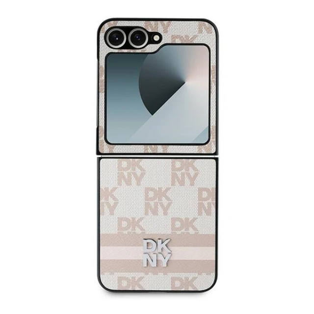 Чохол DKNY Chequered Pattern Printed Stripes для Samsung Galaxy Z Flip6 / Z Flip7 FE Pink (DKHCZF6PCPTSSP)