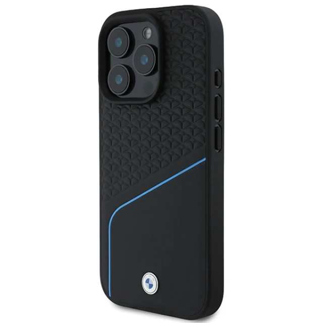 Чохол BMW Signature Leather Textured & Line для iPhone 16 Pro Black with MagSafe (BMHMP16L23RDCLK)