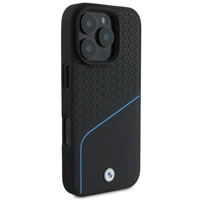 Чохол BMW Signature Leather Textured & Line для iPhone 16 Pro Black with MagSafe (BMHMP16L23RDCLK)