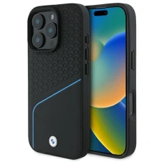 Чохол BMW Signature Leather Textured & Line для iPhone 16 Pro Max Black with MagSafe (BMHMP16X23RDCLK)