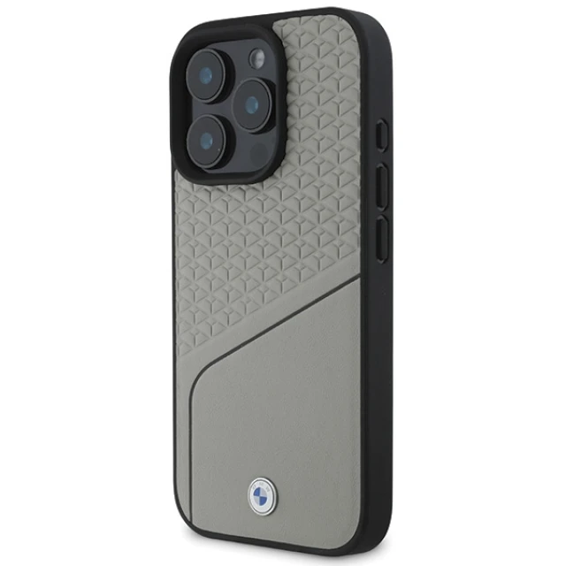 Чохол BMW Signature Leather Textured & Line для iPhone 16 Pro Grey with MagSafe (BMHMP16L23RDCLG)