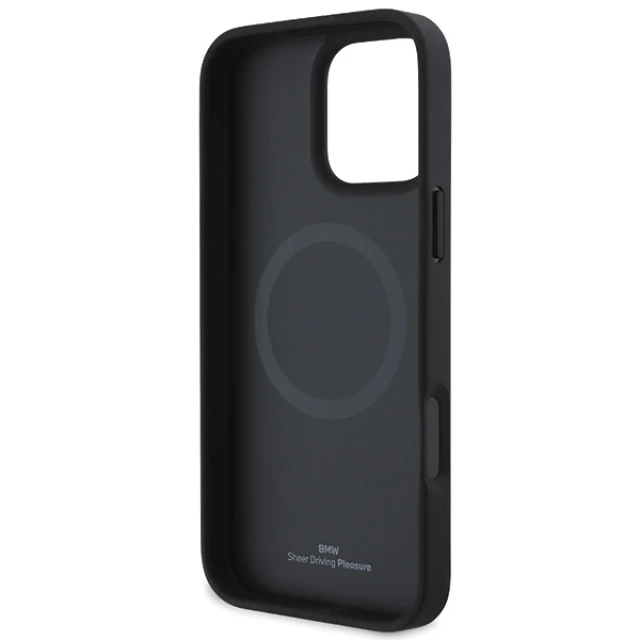 Чохол BMW Signature Leather Textured & Line для iPhone 16 Pro Grey with MagSafe (BMHMP16L23RDCLG)