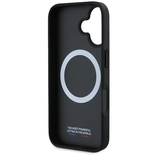 Чохол BMW M Perforated Tricolor Line для iPhone 16 Black with MagSafe (BMHMP16S23PUPDK)