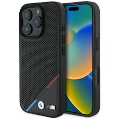 Чехол BMW M Perforated Tricolor Line для iPhone 16 Pro Black with MagSafe (BMHMP16L23PUPDK)