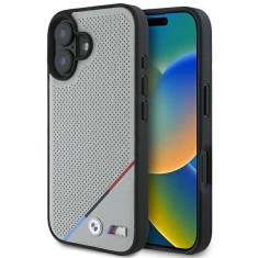 Чохол BMW M Perforated Tricolor Line для iPhone 16 Grey with MagSafe (BMHMP16S23PUPDG)