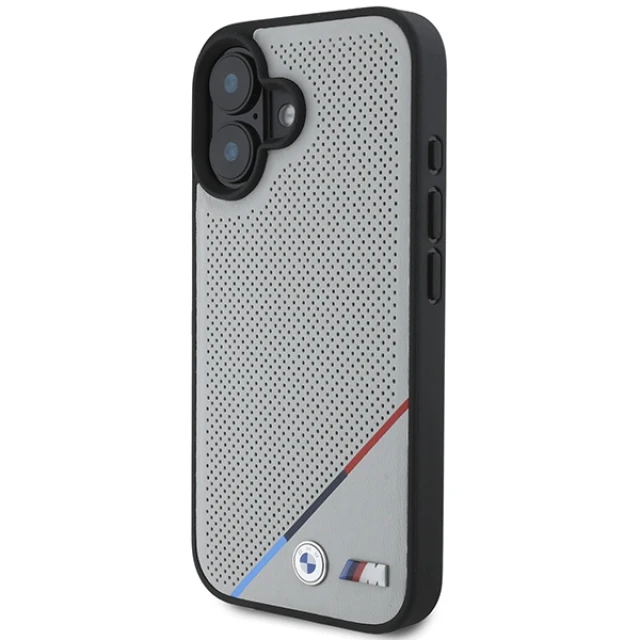 Чохол BMW M Perforated Tricolor Line для iPhone 16 Grey with MagSafe (BMHMP16S23PUPDG)