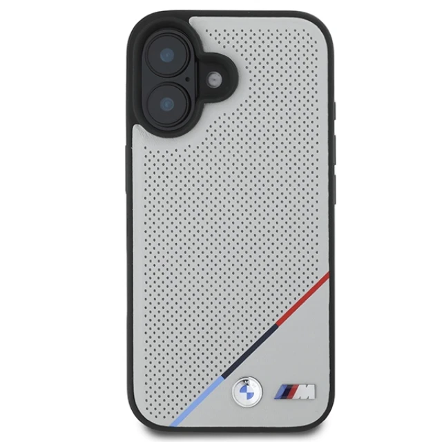 Чохол BMW M Perforated Tricolor Line для iPhone 16 Grey with MagSafe (BMHMP16S23PUPDG)