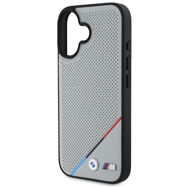 Чохол BMW M Perforated Tricolor Line для iPhone 16 Grey with MagSafe (BMHMP16S23PUPDG)