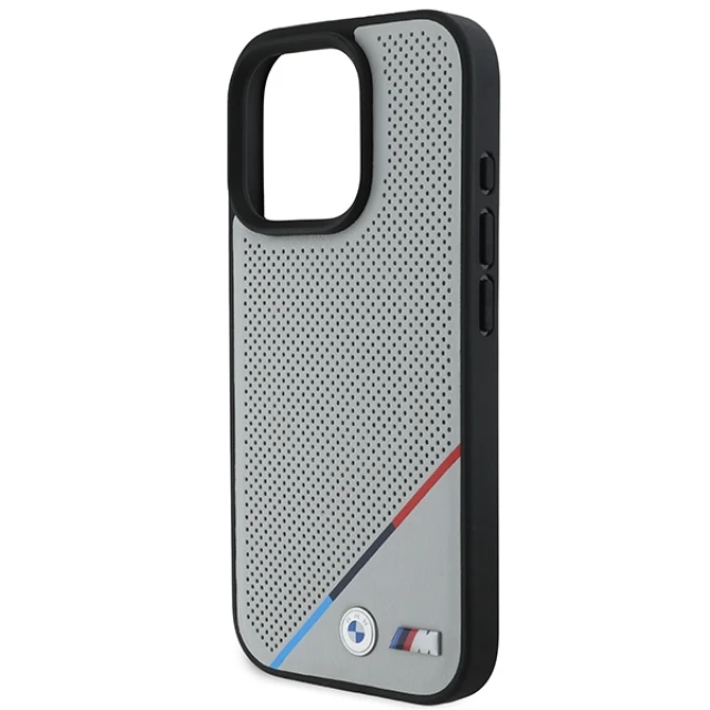 Чохол BMW M Perforated Tricolor Line для iPhone 16 Pro Grey with MagSafe (BMHMP16L23PUPDG)