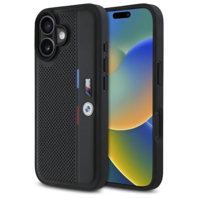 Чохол BMW M Perforated Tricolor Detail Line для iPhone 16 Black (BMHCP16S23PUPVK)