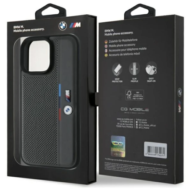 Чохол BMW M Perforated Tricolor Detail Line для iPhone 16 Pro Anthracite (BMHCP16L23PUPVA)