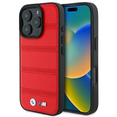 Чехол BMW M Perforated and Stitched Line для iPhone 16 Pro Red with MagSafe (BMHMP16L23PUSPR)