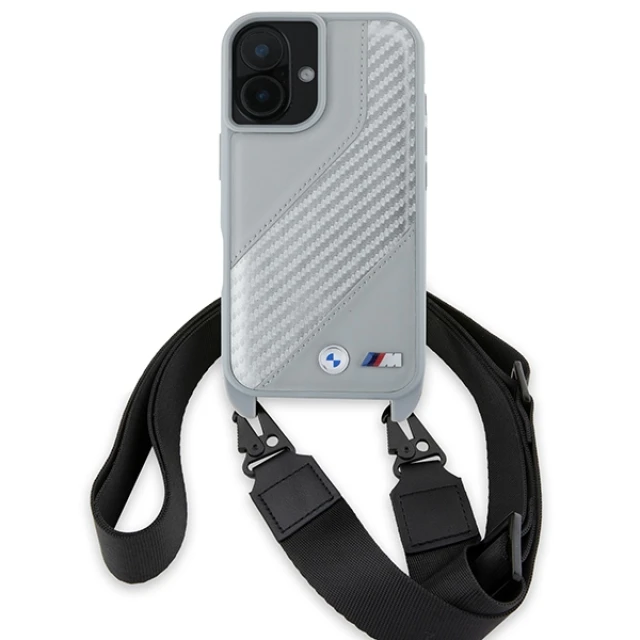 Чохол BMW M Edition Carbon Stripe & Strap для iPhone 16 Grey (BMHCP16S23PSCCG)