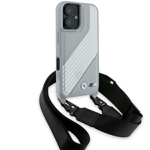 Чохол BMW M Edition Carbon Stripe & Strap для iPhone 16 Grey (BMHCP16S23PSCCG)