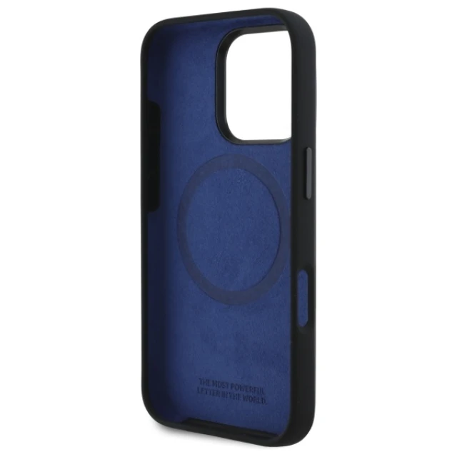 Чехол BMW Silicone Hexagon Blue Line для iPhone 16 Pro Max Black with MagSafe (BMHMP16X23SHEB)