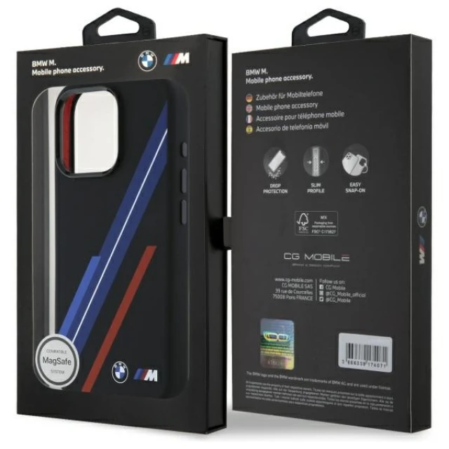 Чохол BMW Silicone Random Lines для iPhone 16 Pro Black with MagSafe (BMHMP16L23SSPK)
