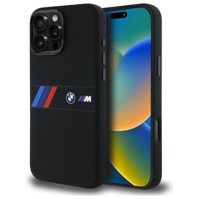 Чохол BMW Silicone Middle Stripe для iPhone 16 Pro Max Black with MagSafe (BMHMP16X23SAXK)
