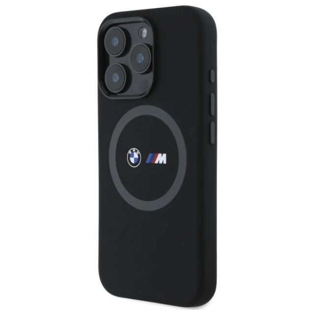 Чохол BMW M Silicone Printed Ring для iPhone 16 Pro Max Black with MagSafe (BMHMP16X23SROK)