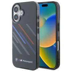 Чехол BMW Motosport IML Random Stripes для iPhone 16 Plus Black (BMHCP16M23HTRAK)