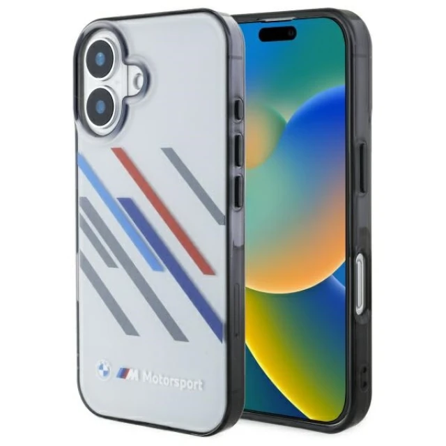 Чохол BMW Motosport IML Random Stripes для iPhone 16 Plus Grey (BMHCP16M23HTRAG)