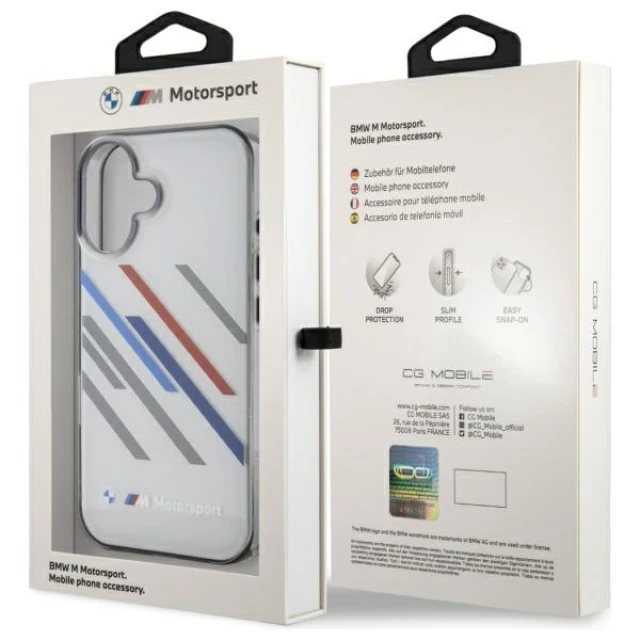 Чохол BMW Motosport IML Random Stripes для iPhone 16 Plus Grey (BMHCP16M23HTRAG)
