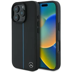 Чохол Mercedes Blue Line Leather для iPhone 16 Pro Black with MagSafe (MEHMP16L23RURBK)