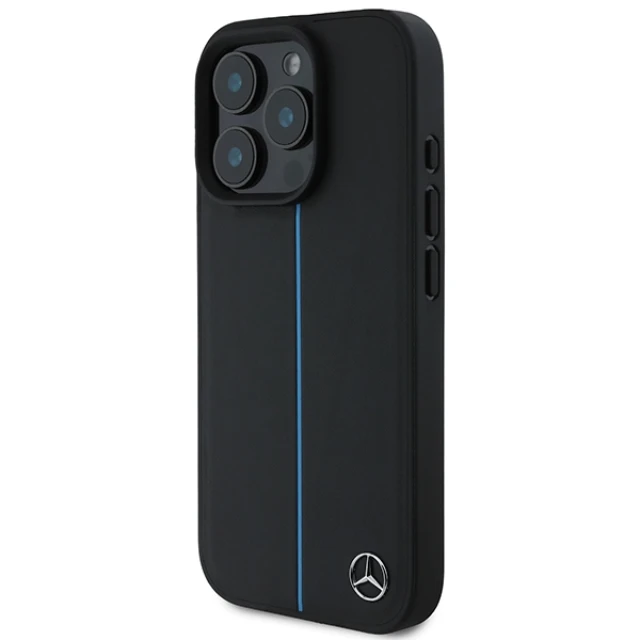 Чохол Mercedes Blue Line Leather для iPhone 16 Pro Black with MagSafe (MEHMP16L23RURBK)