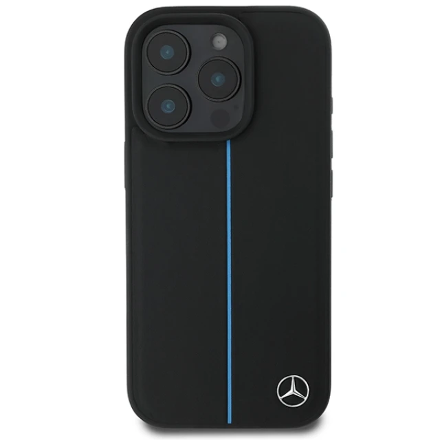 Чохол Mercedes Blue Line Leather для iPhone 16 Pro Black with MagSafe (MEHMP16L23RURBK)