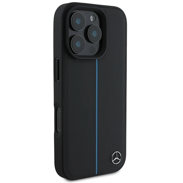 Чохол Mercedes Blue Line Leather для iPhone 16 Pro Black with MagSafe (MEHMP16L23RURBK)