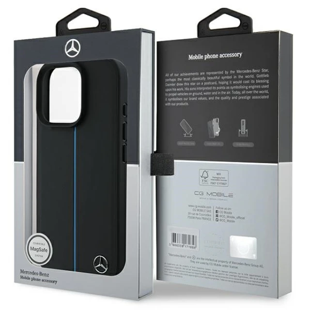 Чохол Mercedes Blue Line Leather для iPhone 16 Pro Black with MagSafe (MEHMP16L23RURBK)