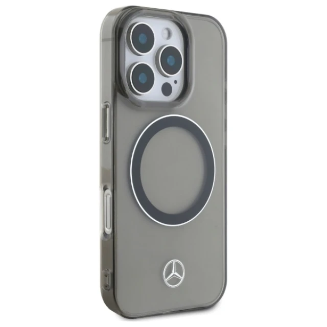 Чохол Mercedes Silver Ring для iPhone 16 Pro Black with MagSafe (MEHMP16L23HUOSK)