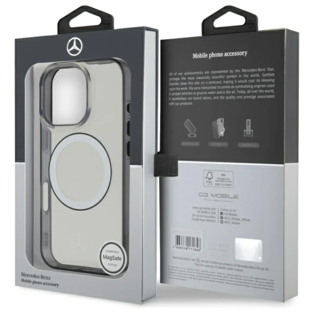 Чохол Mercedes Printed Logo для iPhone 16 Pro Transparent with MagSafe (MEHMP16L23HUOKC)