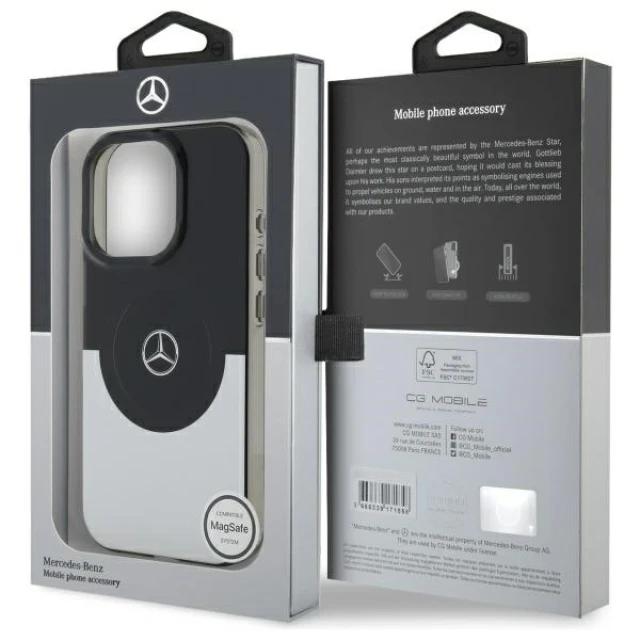 Чохол Mercedes Double Layer BiColor для iPhone 16 Pro Max Black Silver with MagSafe (MEHMP16X23HBIGK)