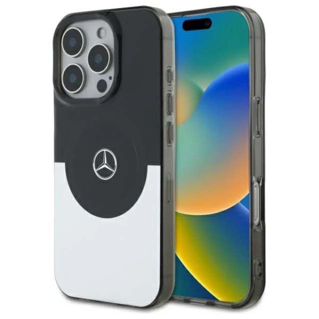 Чохол Mercedes Double Layer BiColor для iPhone 16 Pro Max Black Silver with MagSafe (MEHMP16X23HBIGK)