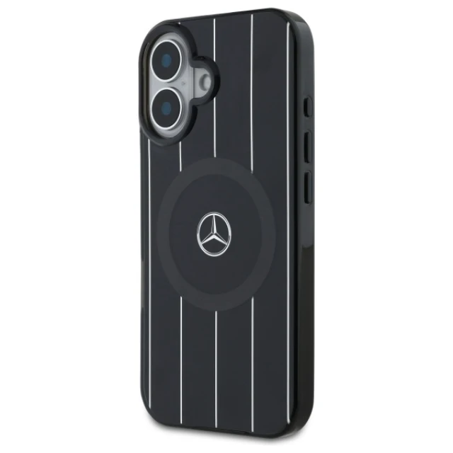 Чохол Mercedes Double Layer Crossed Lines для iPhone 16 Black with MagSafe (MEHMP16S23HRSK)