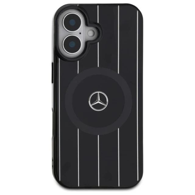 Чохол Mercedes Double Layer Crossed Lines для iPhone 16 Black with MagSafe (MEHMP16S23HRSK)
