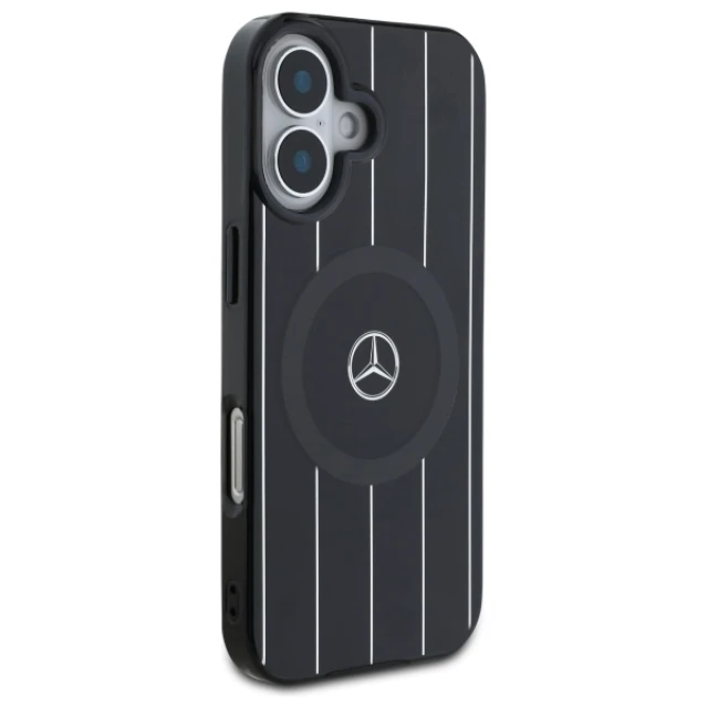Чохол Mercedes Double Layer Crossed Lines для iPhone 16 Black with MagSafe (MEHMP16S23HRSK)