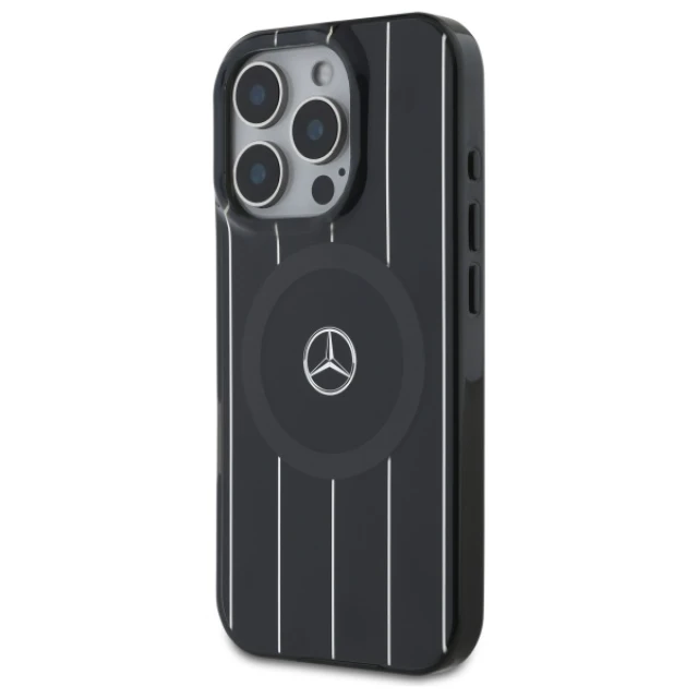 Чохол Mercedes Double Layer Crossed Lines для iPhone 16 Pro Black with MagSafe (MEHMP16L23HRSK)